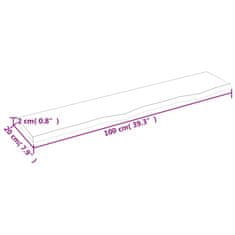 Vidaxl Stenska polica svetlo rjava 100x20x2 cm trdna hrastovina