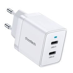 Choetech choetech omrežni polnilnik pd5006 2x usb-c, 40w (bela)