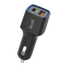 Budi Avtomobilski polnilec led budi, usb + usb-c, 18 W, pd + qc 3.0 (črn)