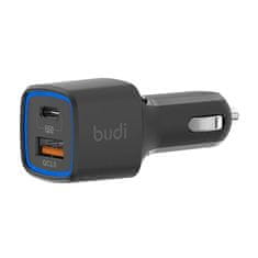 Budi Avtomobilski polnilec led budi, usb + usb-c, 18 W, pd + qc 3.0 (črn)