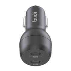 Budi avtomobilski polnilec budi, 2x usb-c, 40w, pd (črn)