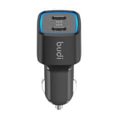 Budi avtomobilski polnilec budi 065r, 2x usb-c, pd 60w (črn)