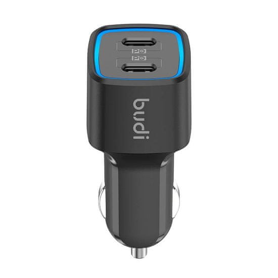 Budi Avtomobilski polnilec Budi 065R, 2x USB-C, PD 60W (črn)