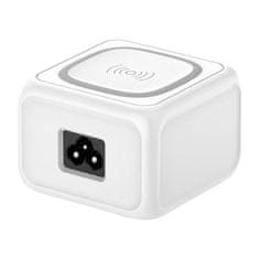 Budi indukcijski polnilec 10w budi 317te, 2x usb + usb-c, 18w (bela)