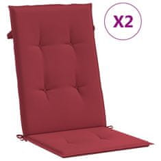 Vidaxl Blazine za vrtne stole 2 kosa vinsko rdeče 120x50x3 cm blago