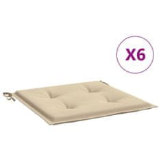 Vidaxl Blazine za vrtne stole 6 kosov bež 40x40x3 cm oxford tkanina