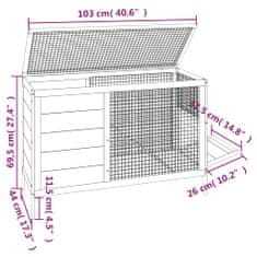 Greatstore Zajčnik mocha 103x44x69,5 cm trdna borovina