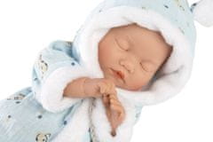 Llorens 63301 LITTLE BABY - speča realistična lutka dojenčka z mehkim tekstilnim telesom - 32 cm