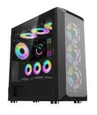 1stCool MiddleTower Wind Storm Black, E-ATX, USB3.0 + 4x ARGB ventilator