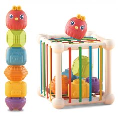 WOOPIE WOOPIE BABY Prilagodljiva senzorična kocka Baby Animal Sorter + gomoljček 7 el.