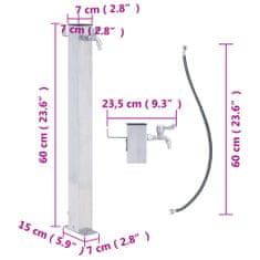 Vidaxl Vrtni vodni stolp 60 cm nerjaveče jeklo kvadraten