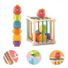 WOOPIE WOOPIE BABY Prilagodljiva senzorična kocka Baby Animal Sorter + gomoljček 7 el.