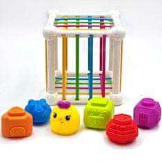 WOOPIE WOOPIE BABY Prilagodljiva senzorična kocka Baby Animal Sorter + gomoljček 7 el.