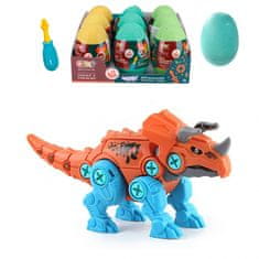 WOOPIE  Dinozaver za zvijanje v jajcu Triceratops Gradbeni set + vijačnik