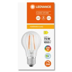 LEDVANCE Zatemnitvena LED žarnica E27 A60 7,5W = 75W 1055lm 4000K Nevtralno bela 300° CRI90 Filament Superior