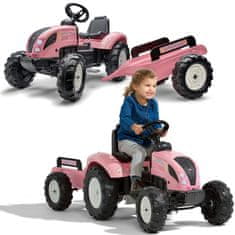 Falk Traktor na pedala Pink Country Star s prikolico od 3 let