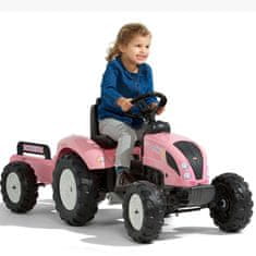 Falk Traktor na pedala Pink Country Star s prikolico od 3 let