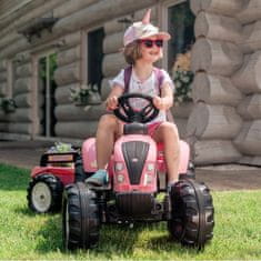 Falk Traktor na pedala Pink Country Star s prikolico od 3 let