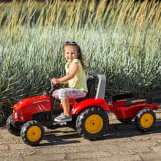 Falk Rdeči traktor na pedala Supercharger s prikolico s prikolico, od 3 let