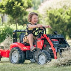 Falk Traktor na pedala z vedrom in prikolico, Rdeč, od 3 let