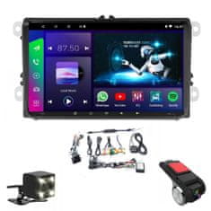 Farrot Avtoradio 2 DIN, 9 inčni ANDROID 13 zaslon na dotik, 2/32 GB, GPS, DAB, CAN-BUS, DSP, Bluetooth, WiFi, za vzvratno vožnjo, Za Volkswagen Passat Golf Polo Skoda Seat + DVR sprednja in vzvratna kamera