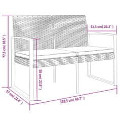 Vidaxl Vrtna klop z dvema sediščema z blazinami rjav PP ratan