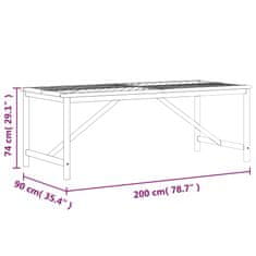 Vidaxl Vrtna jedilna miza 200x90x74 cm trden akacijev les