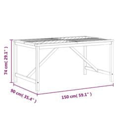 Vidaxl Vrtna jedilna miza 150x90x74 cm trden akacijev les