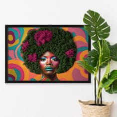 tulup.si Mah slika Ženska iz Afro 63x43 cm Beli okvir MDF