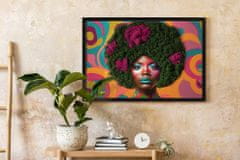 tulup.si Mah slika Ženska iz Afro 63x43 cm Beli okvir MDF