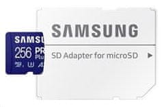 Samsung 256 GB PRO Plus micro SDXC CL10 U3 pomnilniška kartica (brez: do 180/130 MB/s) + adapter SD