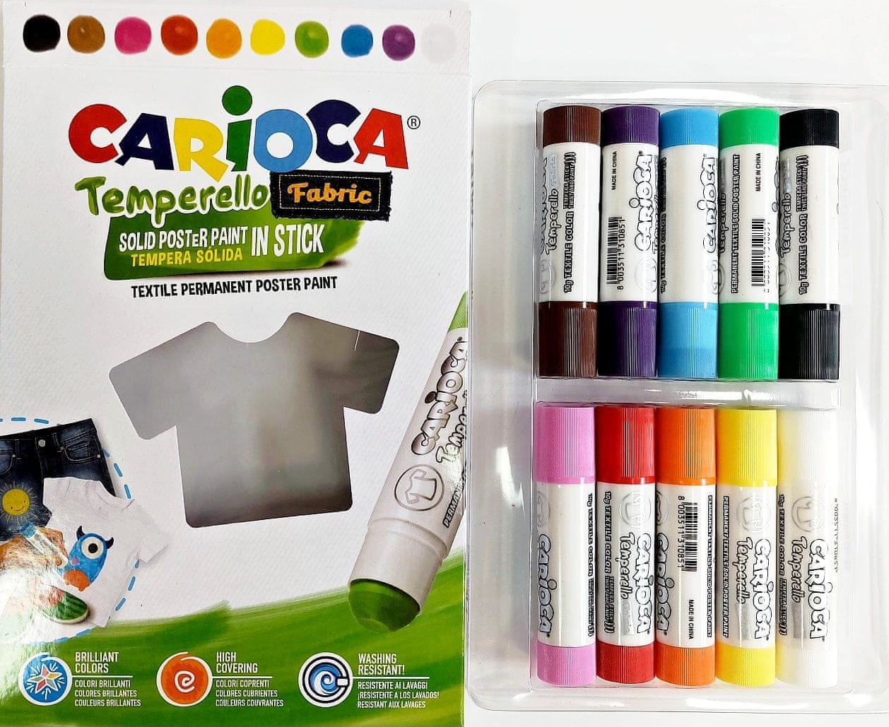 Tempera sólida Fabric x10 colores para tela Carioca