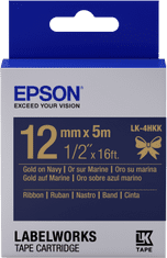 Epson Epsonov pladenj za etikete - satenast trak, LK-4HKK, zlata / mornarsko modra, 12 mm (5 m)