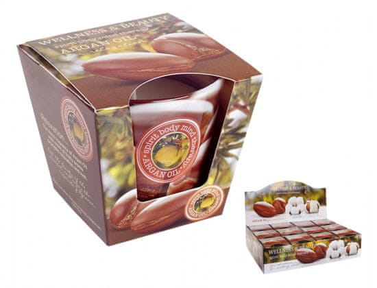 eoshop Sveča v kozarcu WELLNESS & LEPOTA - ARGAN OLJE dišeče 115g