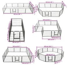 Vidaxl Ograda za pse 12 panelov jeklo 80x60 cm črne barve