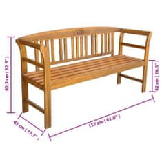 Vidaxl Vrtna klop z blazino 157 cm trden akacijev les