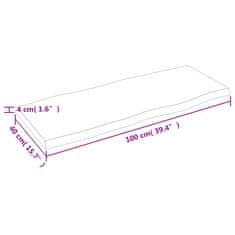 Vidaxl Mizna plošča sv. rjava 100x40x(2-4)cm obdelana trdna hrastovina