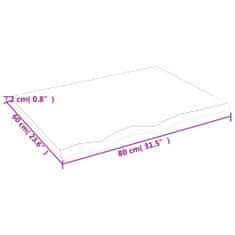 Vidaxl Stenska polica 80x60x2 cm neobdelana trdna hrastovina