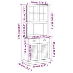 Vidaxl Visoka omara VIGO bela 78x40x175 cm trdna borovina