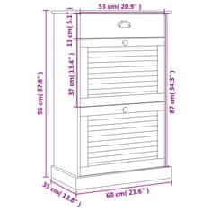 Vidaxl Omara za čevlje VIGO bela 60x35x96 cm trdna borovina