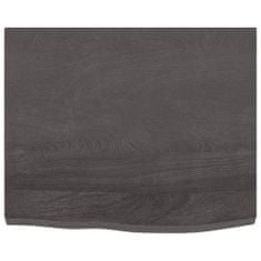Vidaxl Stenska polica temno siva 60x50x4 cm obdelana trdna hrastovina