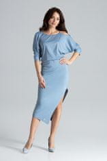 Lenitif Ženska midi obleka Belalon K479 modro nebo S