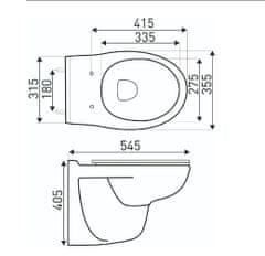 KERRA Wc školjka DORIS bela sijaj, brezrobna z desko soft close