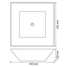 Vidaxl Keramični umivalnik kvadratne oblike črne barve 41,5x41,5x12 cm