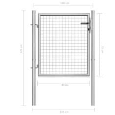 Vidaxl Vrtna vrata pocinkano jeklo 105x125 cm srebrna