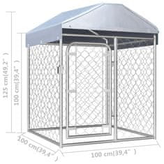 Vidaxl Zunanji pasji boks s streho 100x100x125 cm