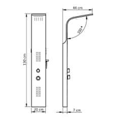 Vidaxl Tuš panel iz aluminija 20x44x130 cm črn