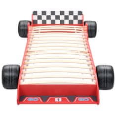 Vidaxl Otroška postelja dirkalni avtomobil 90x200 cm rdeča