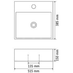 Vidaxl Umivalnik z odprtino za pipo črna keramika 51,5x38,5x15 cm