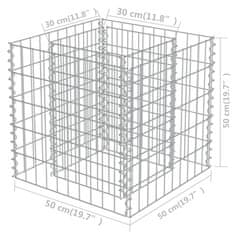 Vidaxl Visoka greda gabion pocinkano jeklo 50x50x50 cm